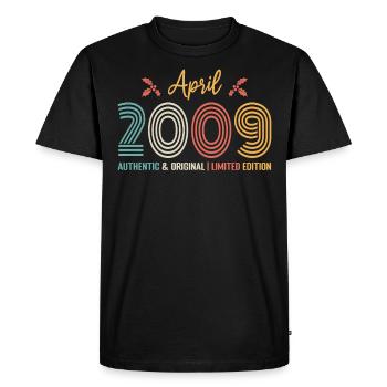 Avril 2009 anniversaire Avril 2009 rétro - T-shirt Premium bio Homme - noir - Devant - Nico (187cm)