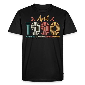 Avril 1990 anniversaire Avril 1990 rétro - T-shirt Premium bio Homme - noir - Devant - Nico (187cm)
