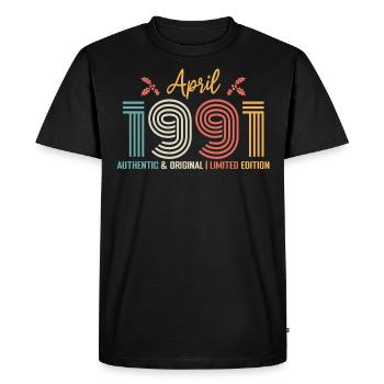 April 1991 Birthday April 1991 Retro - Men's Premium Organic T-Shirt - black - Front - Nico (187cm)