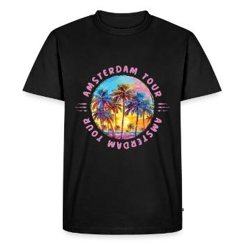 Visite des palmiers d’Amsterdam - T-shirt Premium bio Homme - noir - Devant - Nico (187cm)