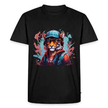 tigre animal art je cool mignon tigre - T-shirt Premium bio Homme - noir - Devant - Nico (187cm)