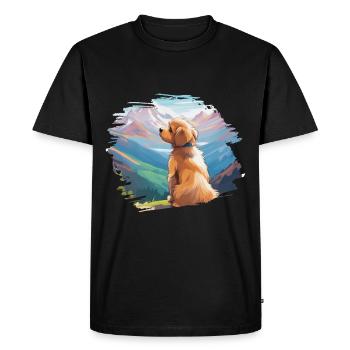 Chiot mignon sur la montagne - amour de chien et randonneur - T-shirt Premium bio Homme - noir - Devant - Nico (187cm)