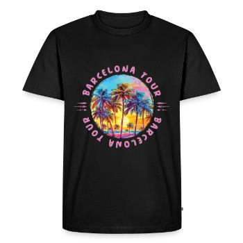 Visite des palmiers de Barcelone - T-shirt Premium bio Homme - noir - Devant - Nico (187cm)