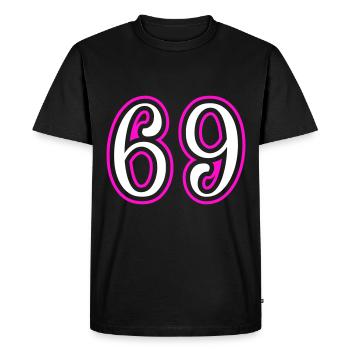 69 Numéro de numéro - T-shirt Premium bio Homme - noir - Devant - Nico (187cm)