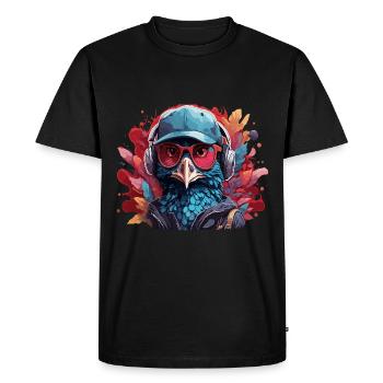 Paon Animal Art I Cool Paon mignon - T-shirt Premium bio Homme - noir - Devant - Nico (187cm)