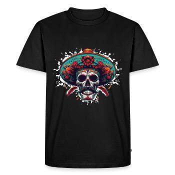 Crâne mexicain - T-shirt Premium bio Homme - noir - Devant - Nico (187cm)