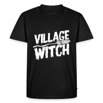 Creepy Halloween Village Witch Witch’s Broom - T-shirt Premium bio Homme - noir - Devant - Nico (187cm)