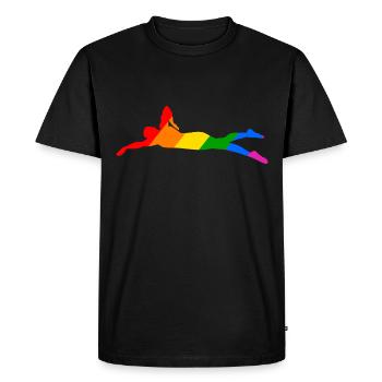 Nageur arc-en-ciel - T-shirt Premium bio Homme - noir - Devant - Nico (187cm)