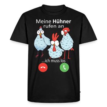 Hühner rufen an Landwirt Huhn Bauer - Männer Premium Bio T-Shirt - Schwarz - Vorne - Nico (187cm)
