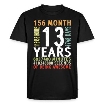13e anniversaire garçon fille homme femme 13 ans - T-shirt Premium bio Homme - noir - Devant - Nico (187cm)