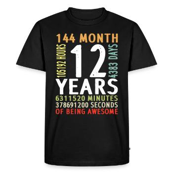 12. Geburtstag Junge Mädchen Mann Frau 12 Jahre - Männer Premium Bio T-Shirt - Schwarz - Vorne - Nico (187cm)