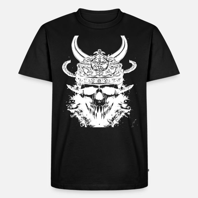 Wikinger Schädel - Männer Premium Bio T-Shirt - Schwarz
