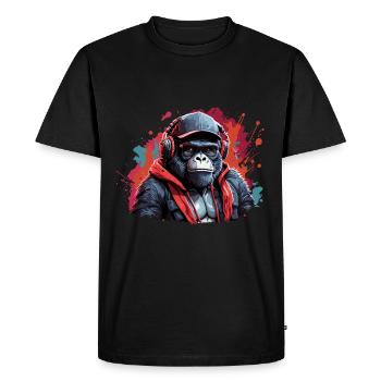 Gorille singe art animalier je cool mignon - T-shirt Premium bio Homme - noir - Devant - Nico (187cm)