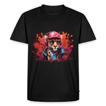 leopard animal art I cool cute leopard - Men's Premium Organic T-Shirt - black - Front - Nico (187cm)