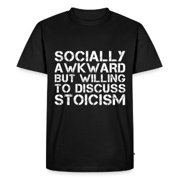 Stoicism Saying Socially Awkward - Men's Premium Organic T-Shirt - black - Front - Nico (187cm)