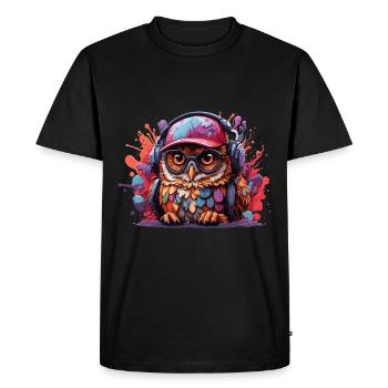 Hibou Art animalier je chouette mignonne cool - T-shirt Premium bio Homme - noir - Devant - Nico (187cm)