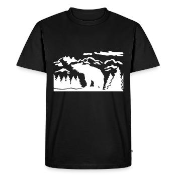 Berglandschaft und Bär - (B.C) - Men's Premium Organic T-Shirt - black - Front - Nico (187cm)
