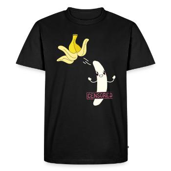 Censored Censored Banana - Men's Premium Organic T-Shirt - black - Front - Nico (187cm)