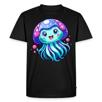 Méduse mignonne - T-shirt Premium bio Homme - noir - Devant - Nico (187cm)