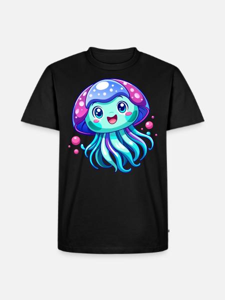 Méduse mignonne - T-shirt Premium bio Homme - noir
