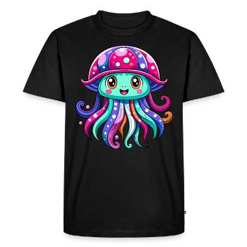 Méduse mignonne - T-shirt Premium bio Homme - noir - Devant - Nico (187cm)