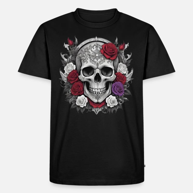 Gothic Totenkopf - Männer Premium Bio T-Shirt - Schwarz