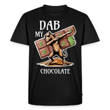 Domadaire à tamponner - Idée cadeau chocolat Dubaï - T-shirt Premium bio Homme - noir - Devant - Nico (187cm)