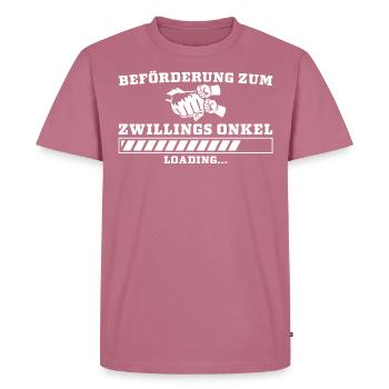 Zwillings Onkel Schwangerschaft ankündigen - Männer Premium Bio T-Shirt - Mauve - Vorne - Nico (187cm)
