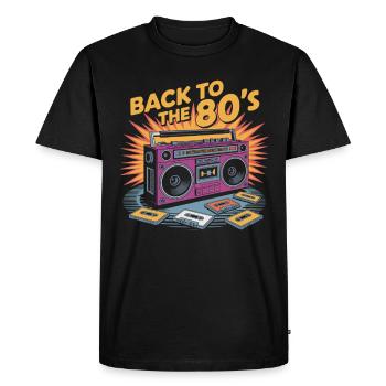 Retro Back To The 80s - Männer Premium Bio T-Shirt - Schwarz - Vorne - Nico (187cm)