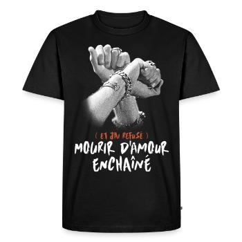MOURIR D AMOUR ENCHAINÉ - T-shirt Premium bio Homme - noir - Devant - Nico (187cm)