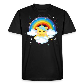 cute pony unicorn rainbow gift baby child - Men's Premium Organic T-Shirt - black - Front - Nico (187cm)