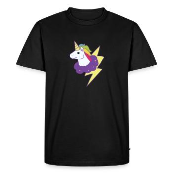 Unicorn Colorful Rainbow Lightning Gift Idea - Men's Premium Organic T-Shirt - black - Front - Nico (187cm)