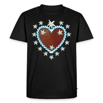Lebkuchenherz Edelweiss Heart Your request text - Men's Premium Organic T-Shirt - black - Front - Nico (187cm)