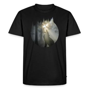 Nature Wolf Outdoor Natur Wald Wildnis - Männer Premium Bio T-Shirt - Schwarz - Vorne - Nico (187cm)