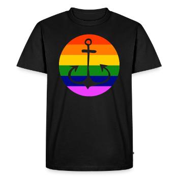 LGBT Gay Pride Ahoy Anchor CSD Rainbow - T-shirt Premium bio Homme - noir - Devant - Nico (187cm)