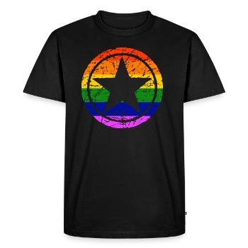 LGBT Gay Pride Star CSD Rainbow Coming Out - Men's Premium Organic T-Shirt - black - Front - Nico (187cm)