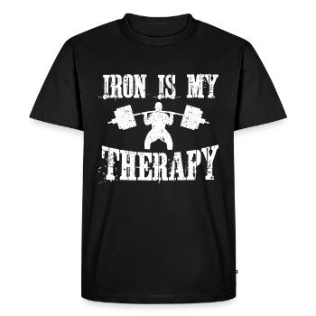 Le fer est ma thérapie - entraînement de force physique - T-shirt Premium bio Homme - noir - Devant - Nico (187cm)