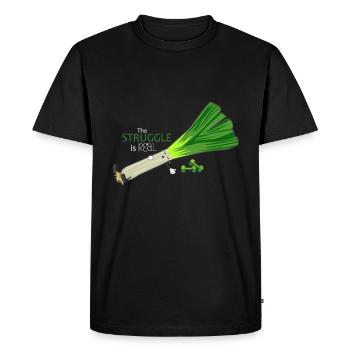 Low fitness leek - Men's Premium Organic T-Shirt - black - Front - Nico (187cm)
