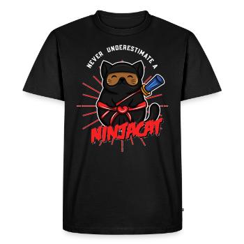 ninjacat sweet never Understimate - T-shirt Premium bio Homme - noir - Devant - Nico (187cm)