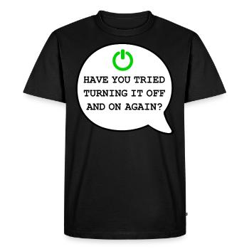 Computer Support Tried turning it off and on again - Men's Premium Organic T-Shirt - black - Front - Nico (187cm)