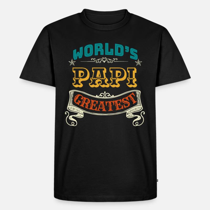 WORLDS GREATEST PAPI - Männer Premium Bio T-Shirt - Schwarz