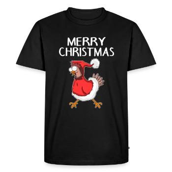 Christmas Chicken Merry Christmas - Men's Premium Organic T-Shirt - black - Front - Nico (187cm)