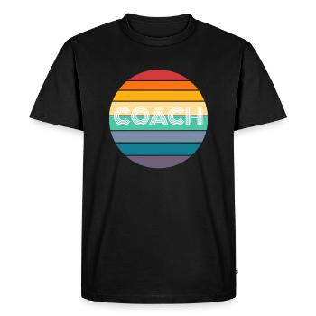 Rainbow COACH Shirt, Retro COACH, COACH Sunset, - Men's Premium Organic T-Shirt - black - Front - Nico (187cm)
