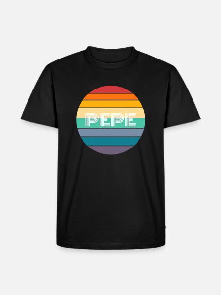 Rainbow PEPE Shirt, Retro PEPE, PEPE Sunset, PEPE - Men's Premium Organic T-Shirt - black