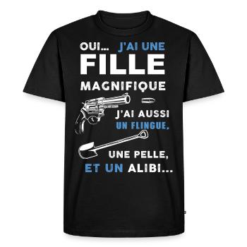 Papa fille magnifique Cadeau fête des pères - T-shirt Premium bio Homme - noir - Devant - Nico (187cm)