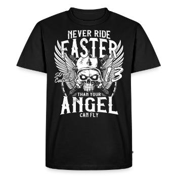 Never Ride Faster - Men's Premium Organic T-Shirt - black - Front - Nico (187cm)