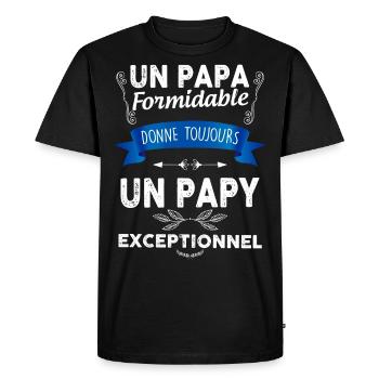 Papa formidable, papy exceptionnel - T-shirt Premium bio Homme - noir - Devant - Nico (187cm)