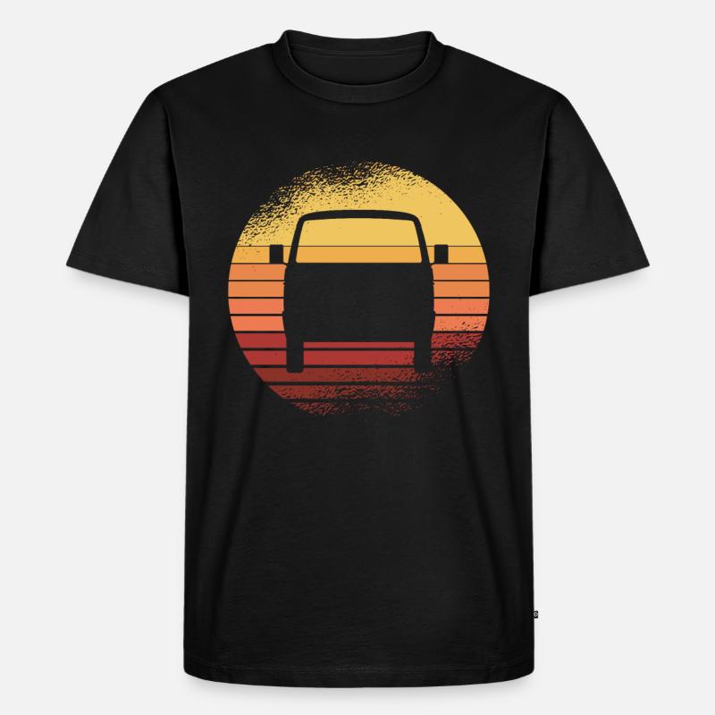 Retro Sunset Auto Bus Oldtimer Van - Männer Premium Bio T-Shirt - Schwarz