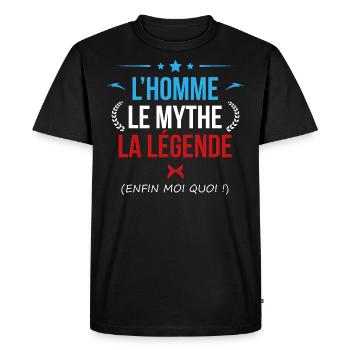 L'homme le mythe la légende - T-shirt Premium bio Homme - noir - Devant - Nico (187cm)
