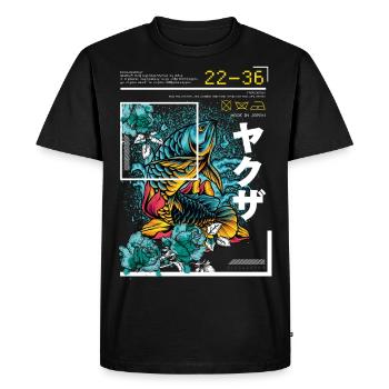 Japanese Art Style Blue Koi Fish - Men's Premium Organic T-Shirt - black - Front - Nico (187cm)